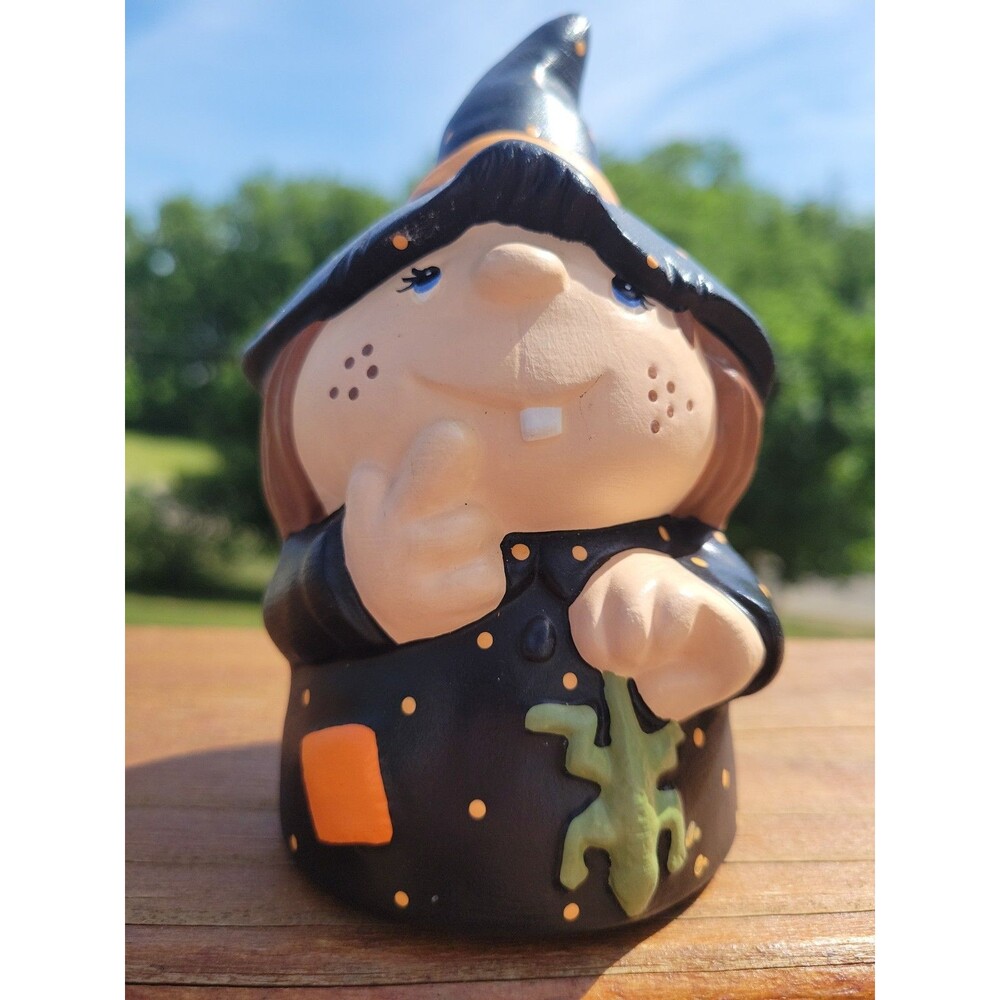 VTG Halloween Decor Hand Painted Ceramic Witch Figurine 1980s Magic Gare INC